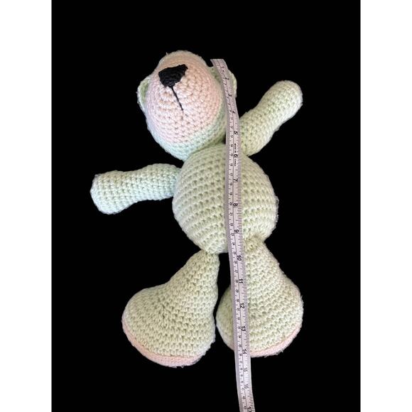Handmade Crocheted Light Green and Brown Teddy Bear - Picture 8 of 8